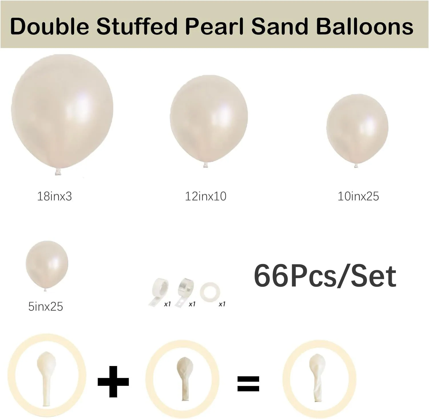 Pearl white Double Stuffed Balloons White Sand Balloons Garland kit Wedding Bride to be Birthday Party Anniversary Decorations