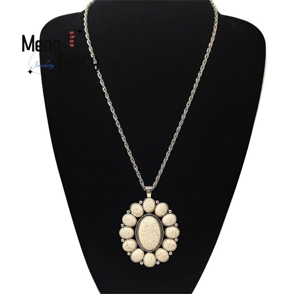 

Sunflower Turquoise Necklace Handicraft Best Selling Luxury Necklace Fine Jewelry Natural Stone Pendant Fashion Jewelry Elegant
