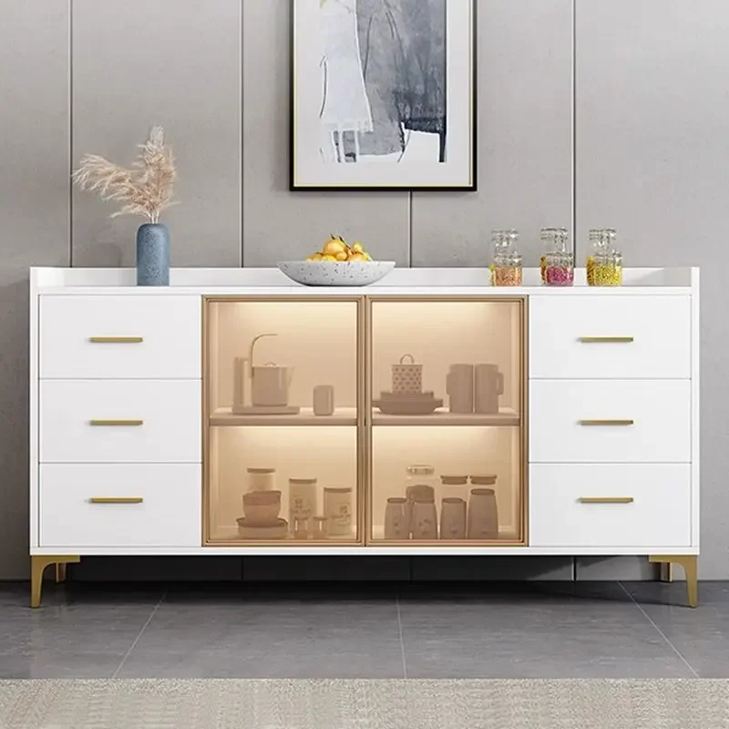 

Modern simple wall cupboard Storage cabinet Living room light luxury locker Microwave oven Tea cabinet Wine