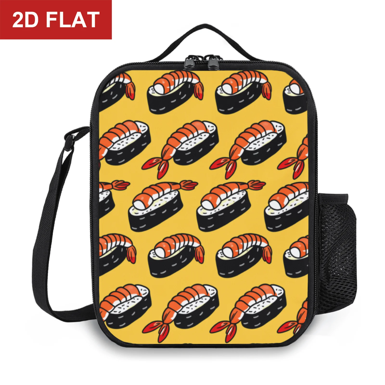 Shrimp Nigiri Sushi Seamless Print Insulated Lunch Bag Tote for Outdoor Picnic Multifunction Food Box