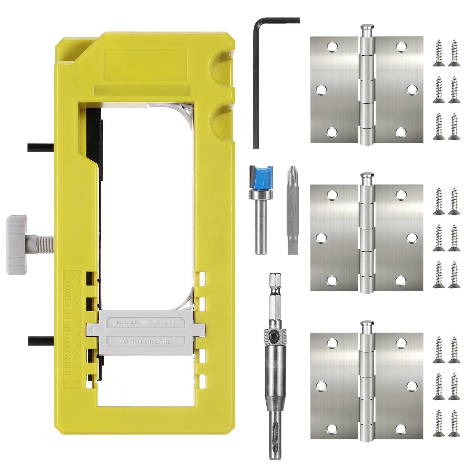 

Door Hinge Router Template with Brushed Nickel Door Hinges Installation Kit Doors Hinges Mortiser for Accurate Chiseling Scoring