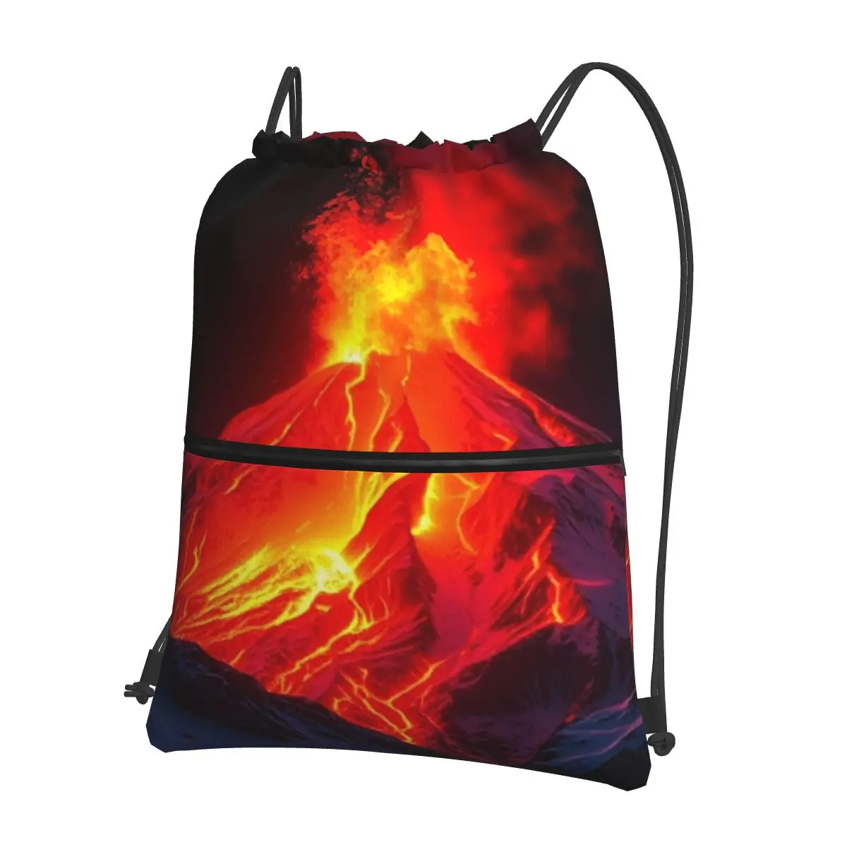 

Volcano In The Snow Backpacks Fashion Drawstring Bundle Pocket Shoes Bag Book Bags for Man Woman Students