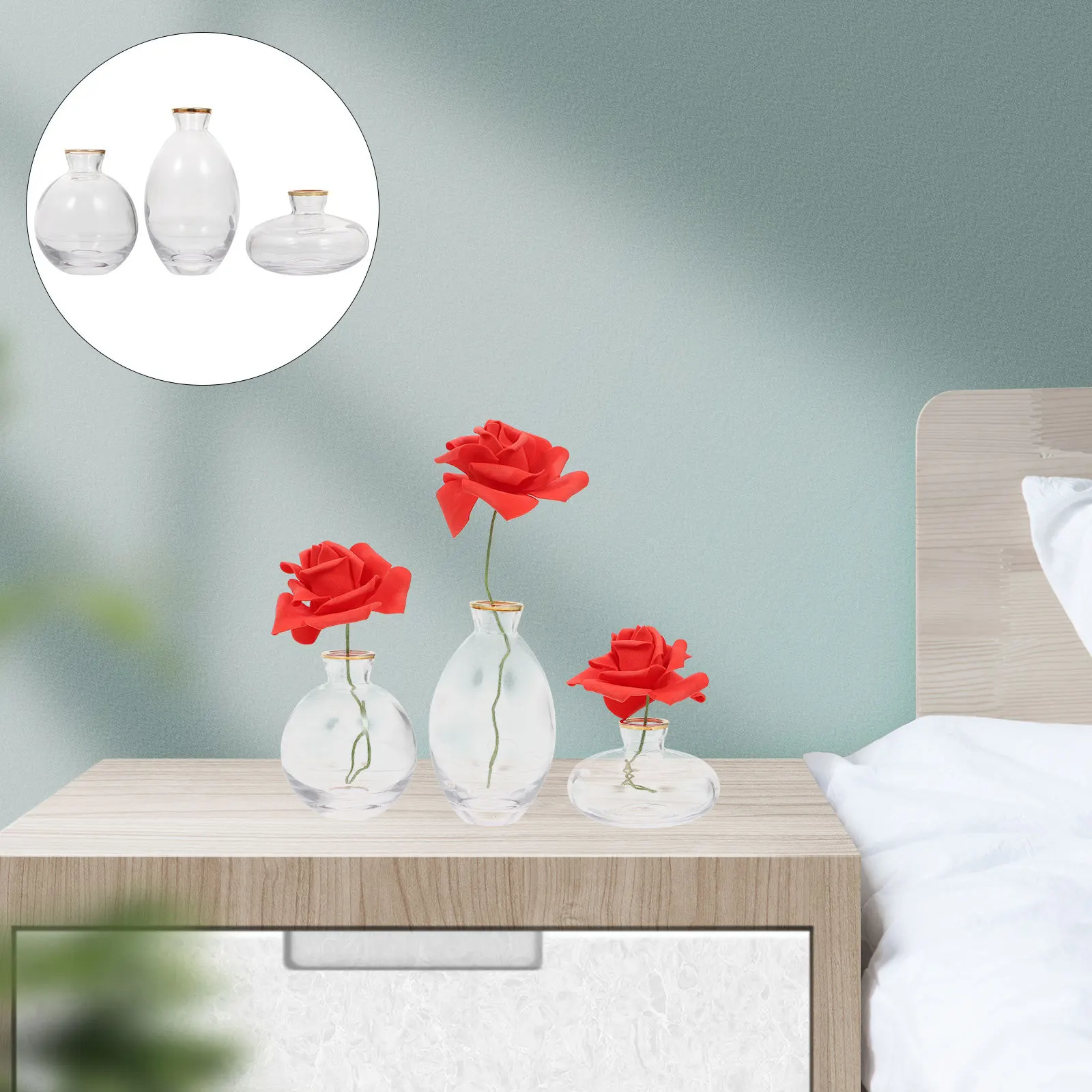 

3Pcs Glass Flower Vase Set Creative Hydroponics Flower Arrangement Holder Home Office Decor Glass Vase Home Decor