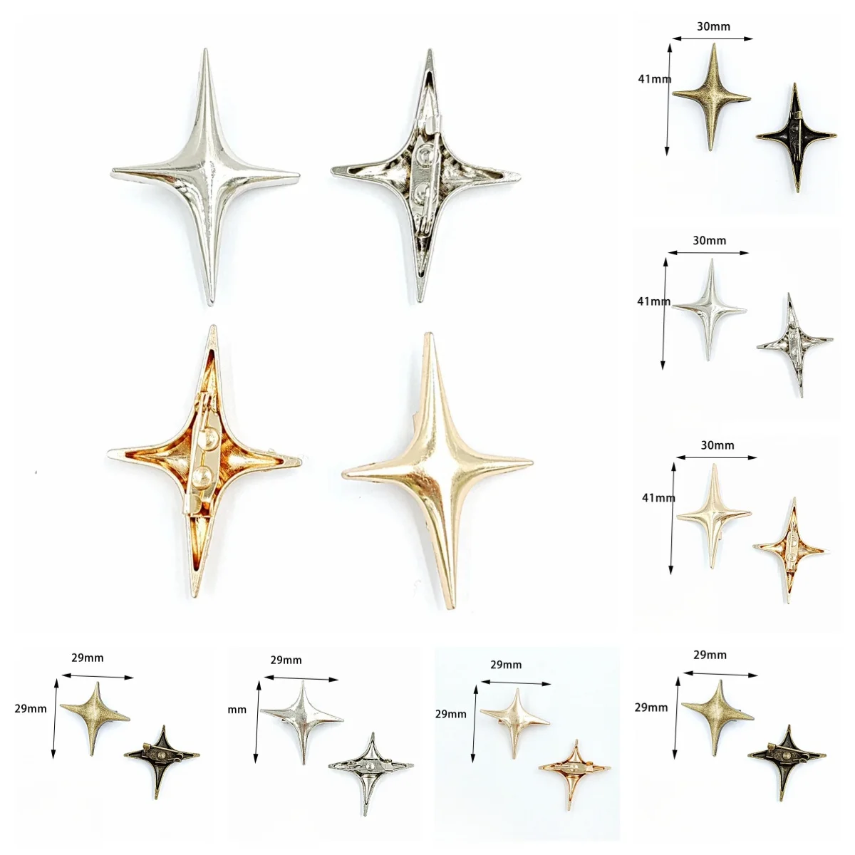 Universal Decoration Copper Four Pointed Star Brooch Enamel Personalized Bag Clothing Hat Badge Metal Men's Pin Gift Wholesale