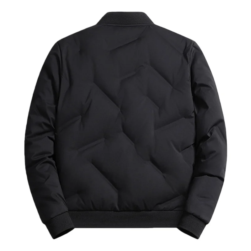 سترة شتوية دافئة للرجال فضفاضة مقاس كبير بلون سادة وياقة واقفة موضة الأعمال معطف مبطن غير رسمي سميك سترة مقاومة للبرد