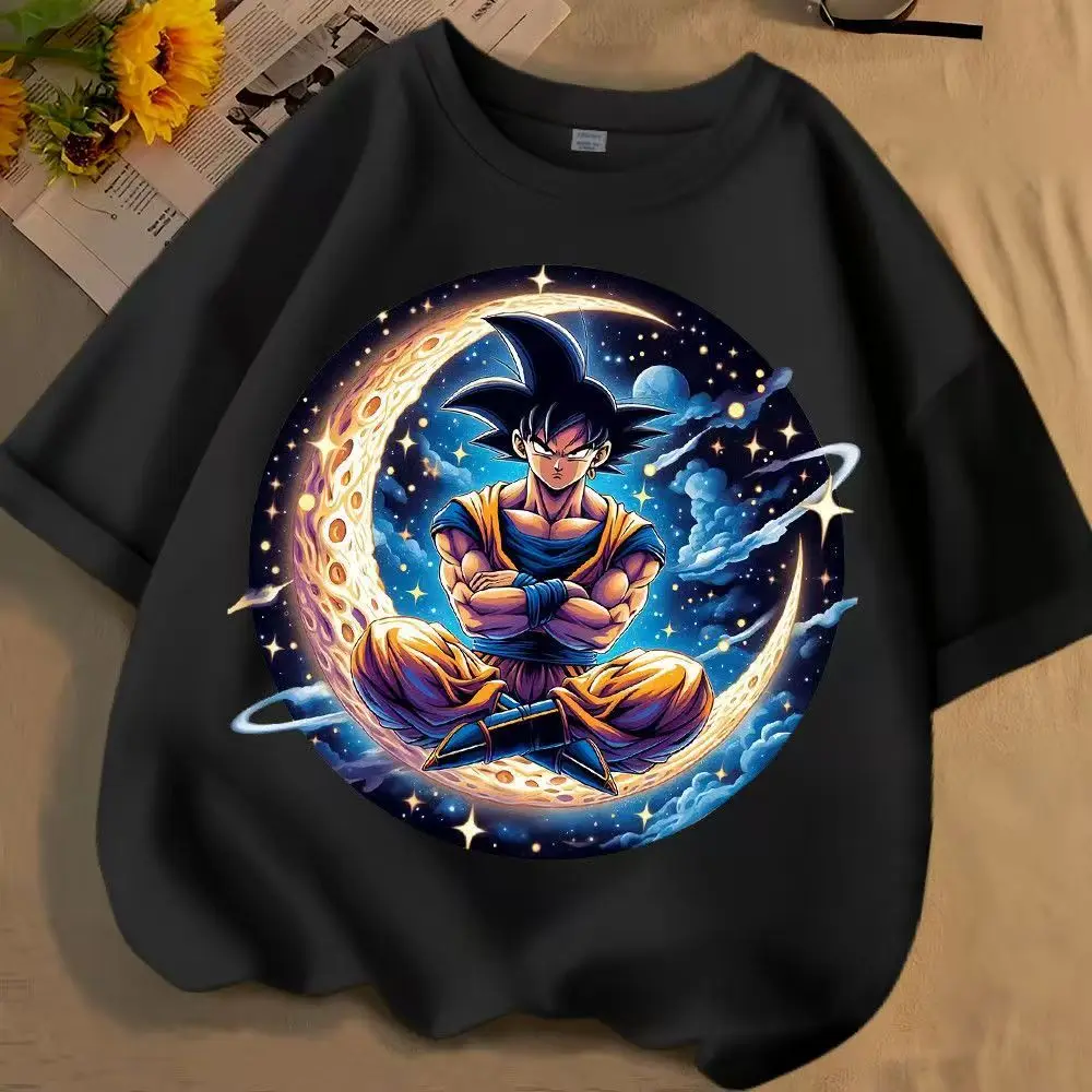 2026 New Dragon Ball Goku Starry Sky T-shirt Men Women Casual Oversized Cotton Anime Graphic Tee Streetwear Short Sleeve Tops