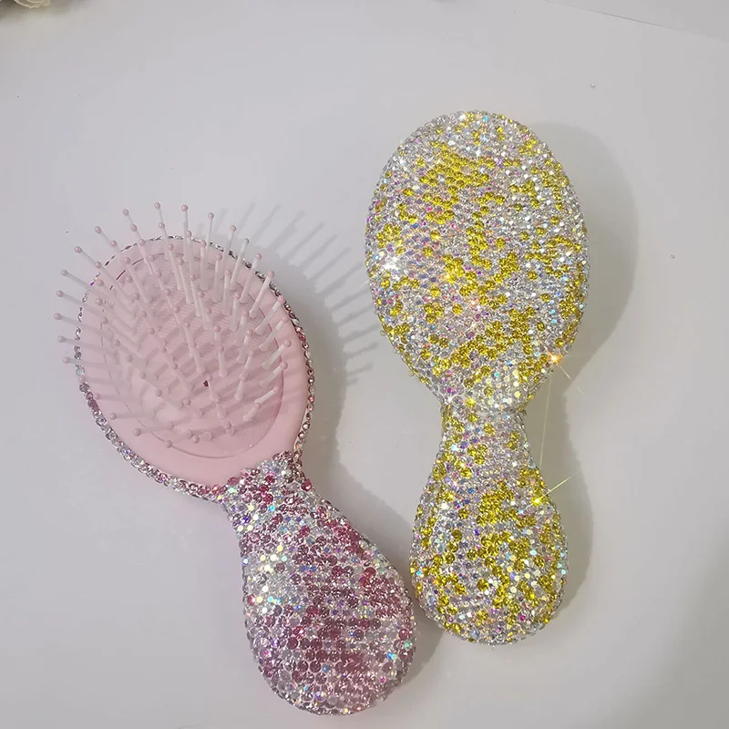 Luxury Mini Airbag Comb Sparkling Rhinestone Portable Travel Massage Hair Comb Girl Hairdressing Styling Beauty Tool