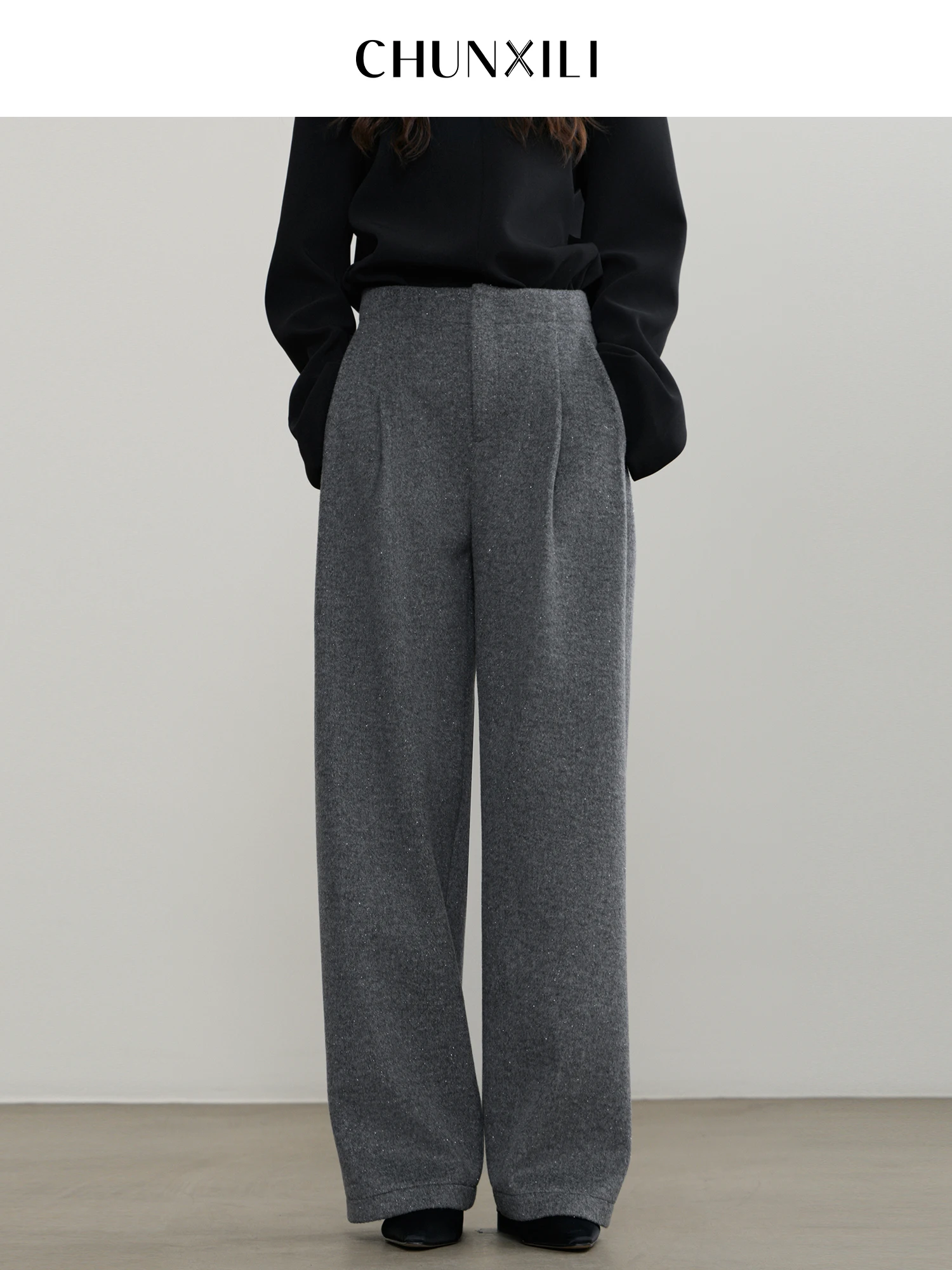 

Брюки женские Spring Xi Li из гладкой верблюжьей шерсти, не мнущиеся, плиссированные, скрывающие недостатки фигуры, с высокой талией, прямые, деловые