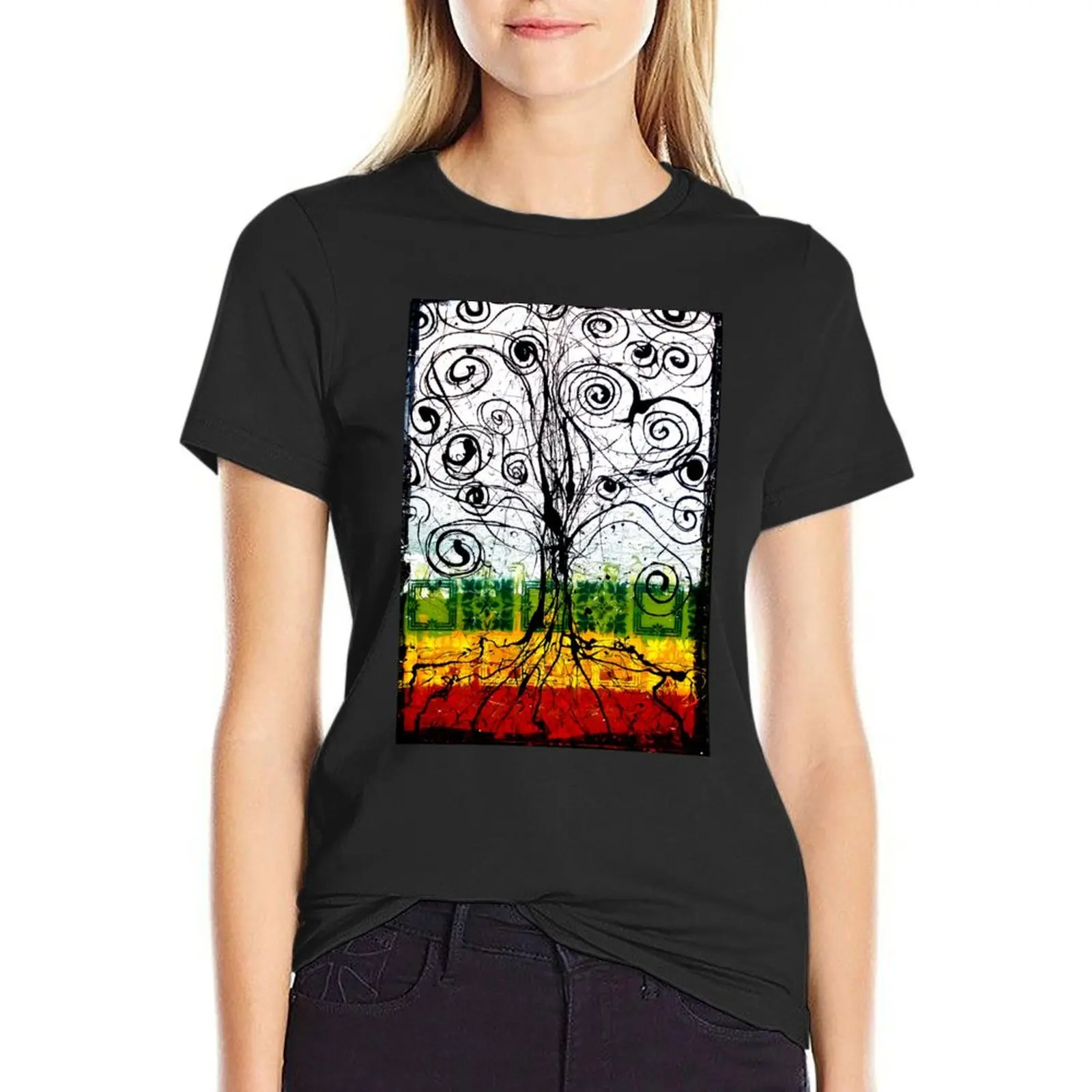 

Rasta Tree T-Shirt plus size tops animal print shirt for girls tees cute t-shirts for Women