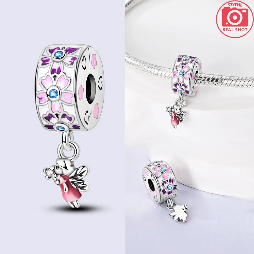 Silver Plated Beads Original Charms Stopper Clip Butterfly Paw Travel Fit Bracelets Bag Keychain Charms DIY Women Jewelry Gift