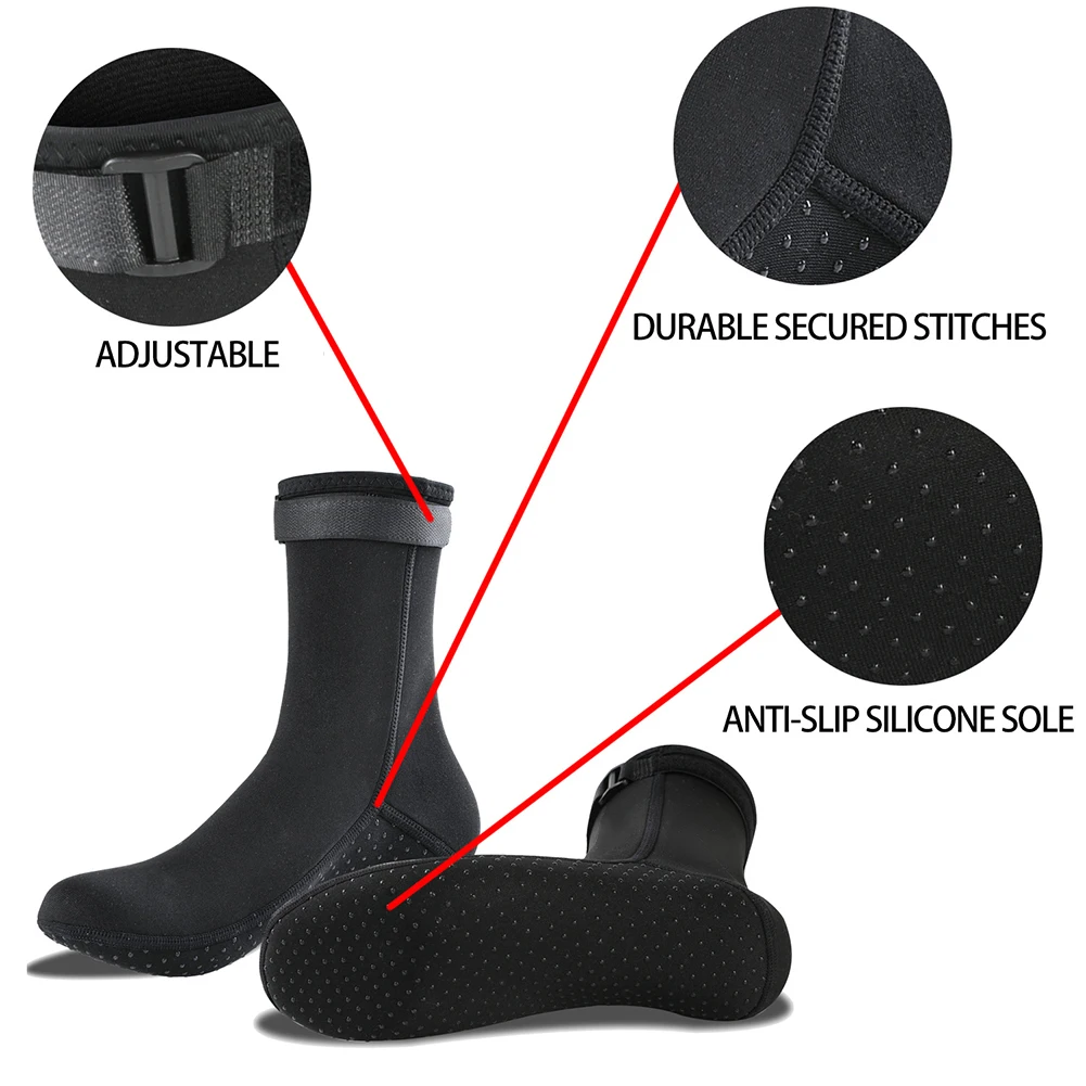 3mm Wetsuit Short Socks Winter Warm Unisex Snorkeling Spearfishing Socks Anti Slip Neoprene Wearable Lightweight for Water Sport