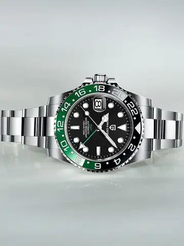 PAGANI DESIGN PD-1662 Luxury GMT Men Mechanical Wristwatch Sapphire Glass Stainless Steel 100M Waterproof Automatic Watches