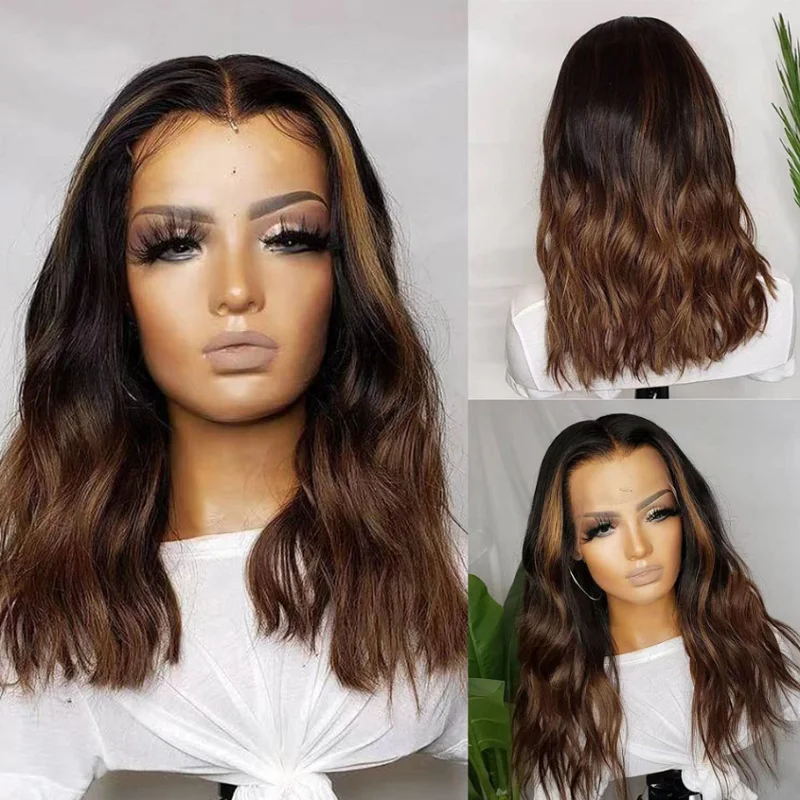 Ombre Brown Body Wave 180 Density 26inch 5x5 Silk Base Jewish Human Hair Wig BabyHair HD Lace European Hair Preplucked Glueless