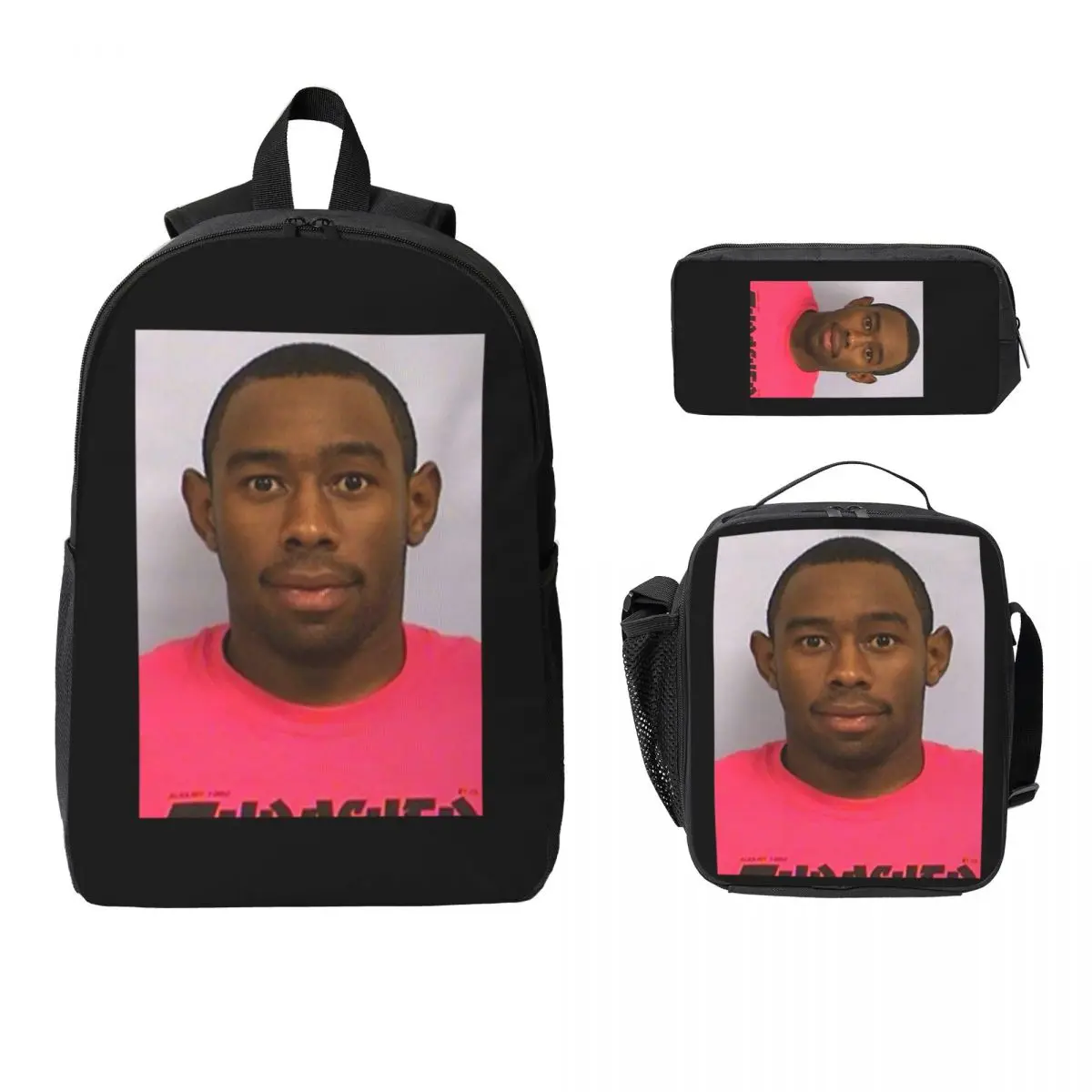 

Классический рюкзак Tyler Mugshot, студенческая сумка для книг для мальчиков и девочек, школьная сумка, сумки на плечо для ноутбука, 3 шт., изолированная сумка для обеда, пенал