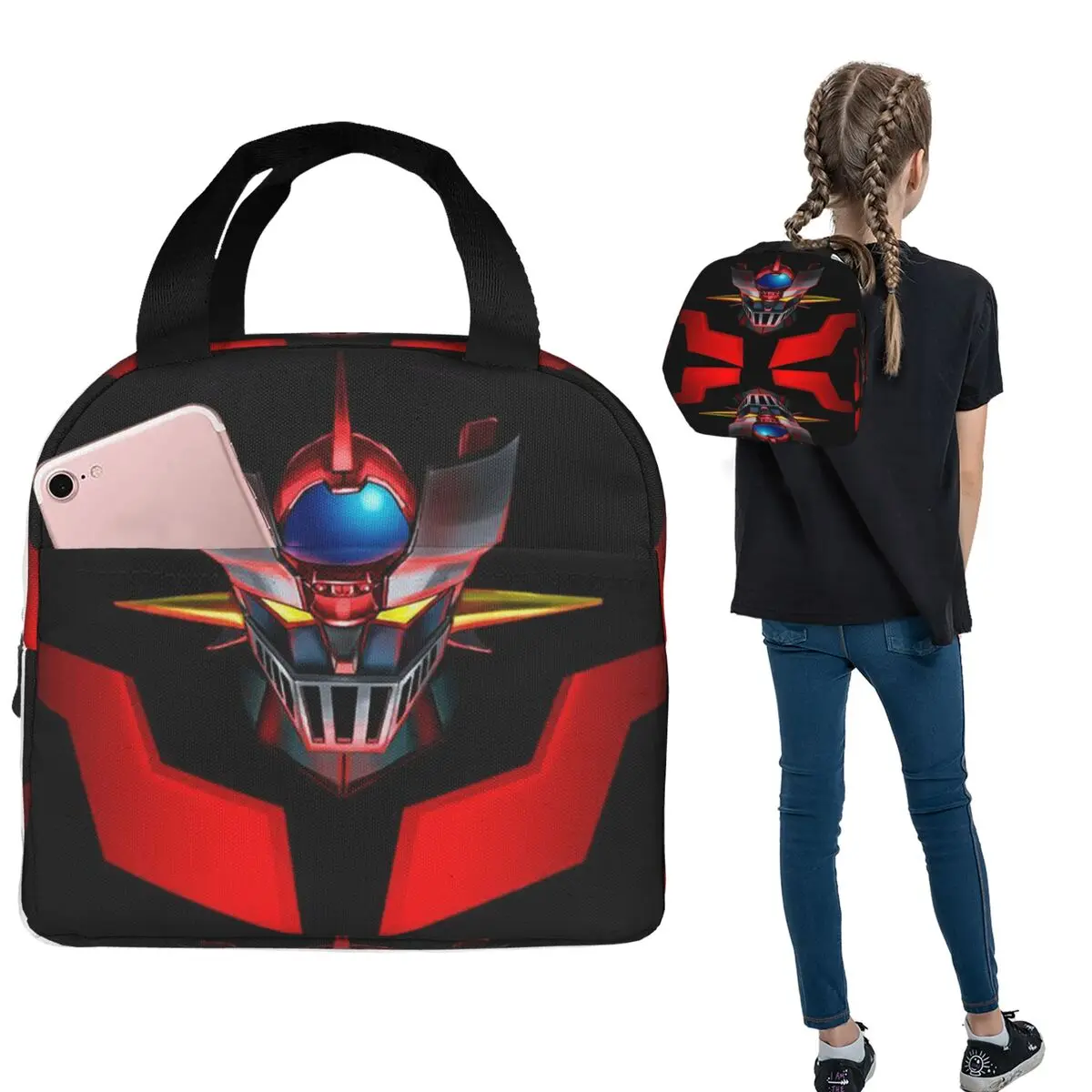 Nordic Mazinger Z Anime UFO Robot Sofa Grendizer Goldorak Insulated Lunch Bag for Women Children Food Boxes Thermal Lunch Box