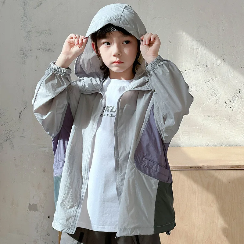 2026 Summer Boys Girls Sun Protection Jacket Uv Protection Breathable Thin Coat Fashion Casual Windbreaker Outerwear For Kids