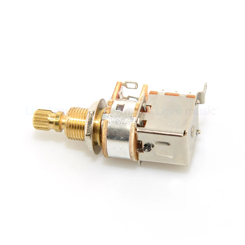 2Pcs Brass Split Shaft Bass Guitar Push Push Potentiometer Switch Toggle Control Pots A250K / B250K / A500K / B500K Guitar Parts