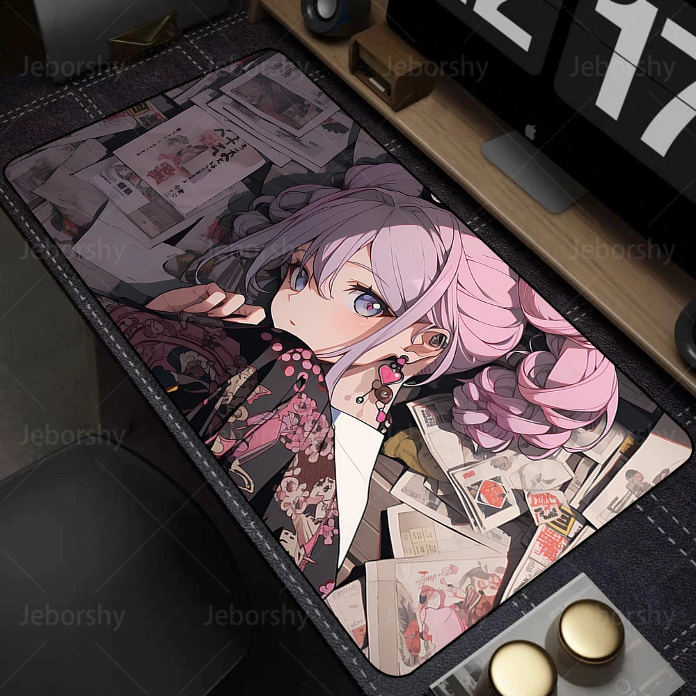 Cute Anime Girl Mouse Pad Pink Mousepad Big Kawaii Mouse Mat Computer Large Play Rubber rug Girls Desk Mat Girls Beautiful