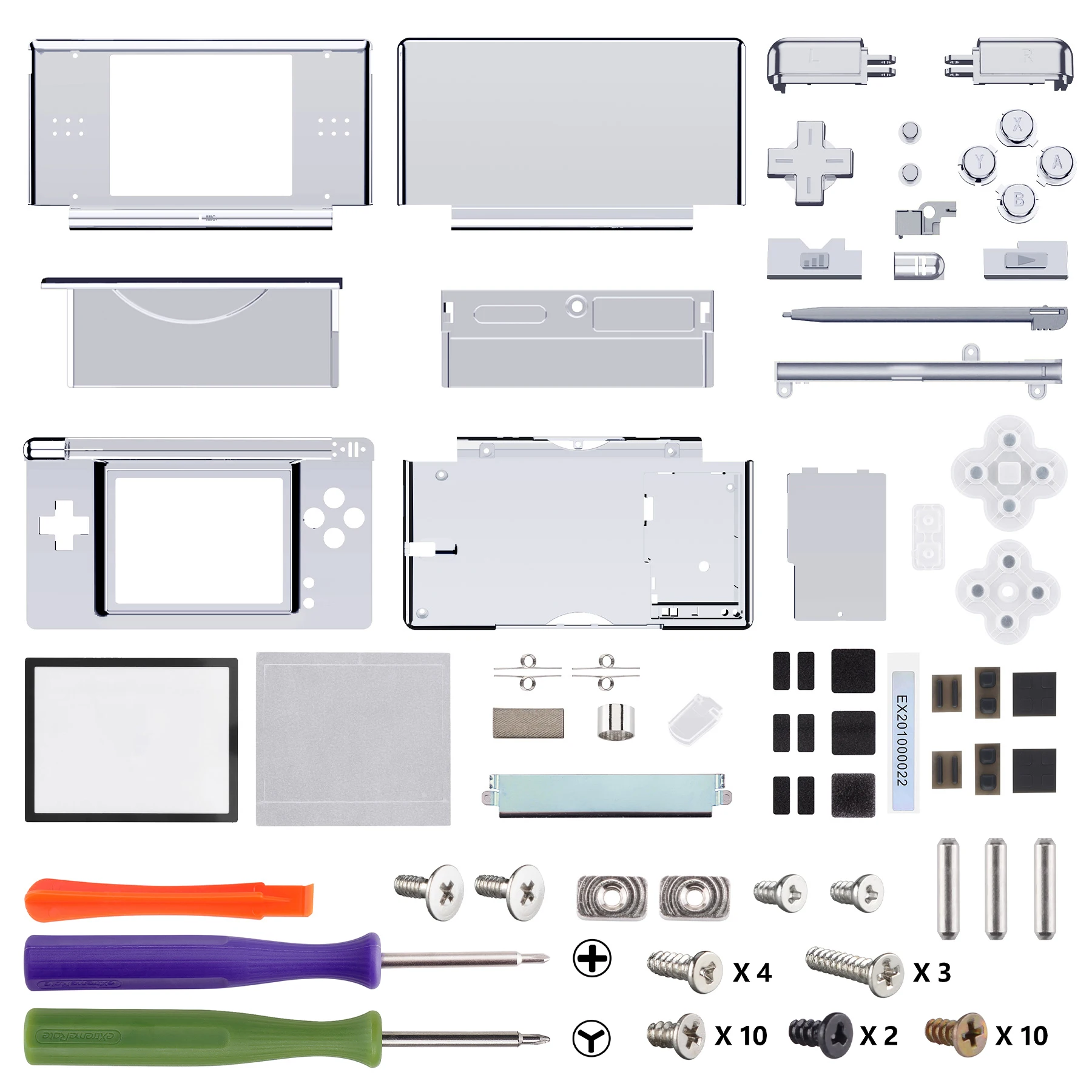 eXtremeRate Ersatz-Vollgehäuseschale für Nintendo DS Lite, Gehäuseabdeckung mit Tasten, Bildschirmlinse für NDSL – Single Series