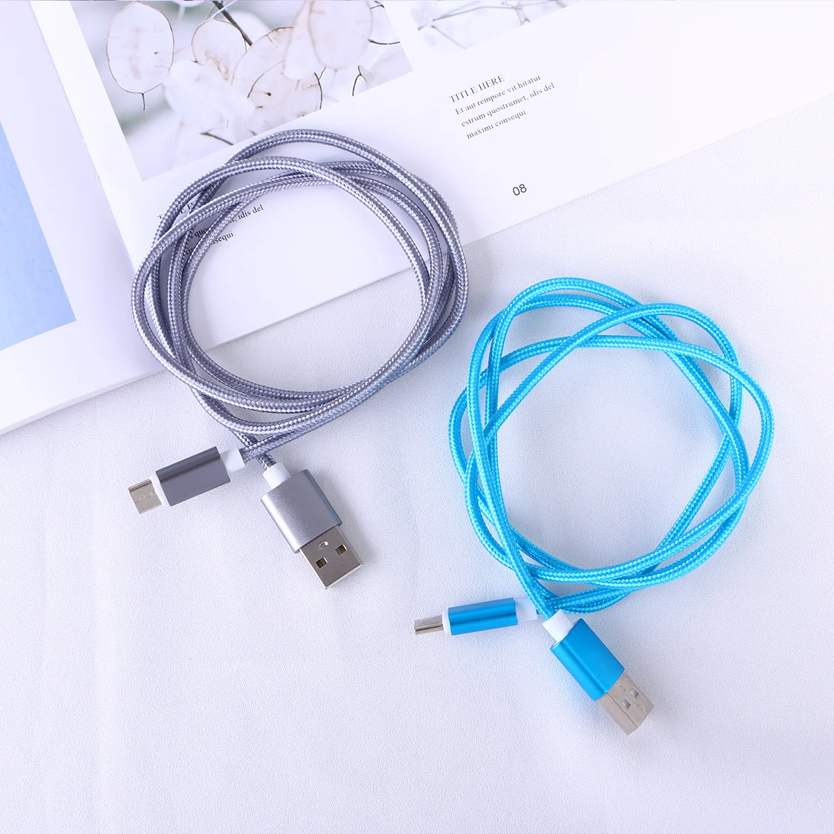 

1M USB Type-C Cable Nylon Braided Fast Charging and Data Sync Cord for Efficient Charging Compatible with Iphone 6 Blue
