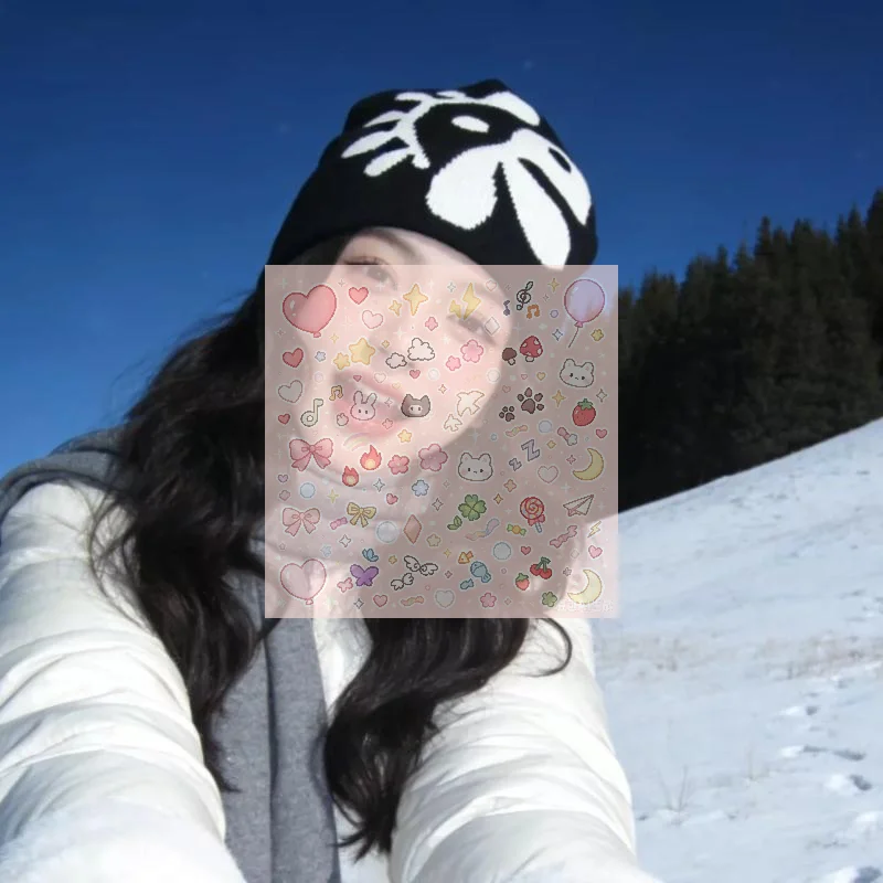 1Pcs Flower Jacquard Skullcap Soft Stretchy Warm Cozy Headwear Women Floral Knit Beanie Hat For Fall Winter Casual Street Outfi