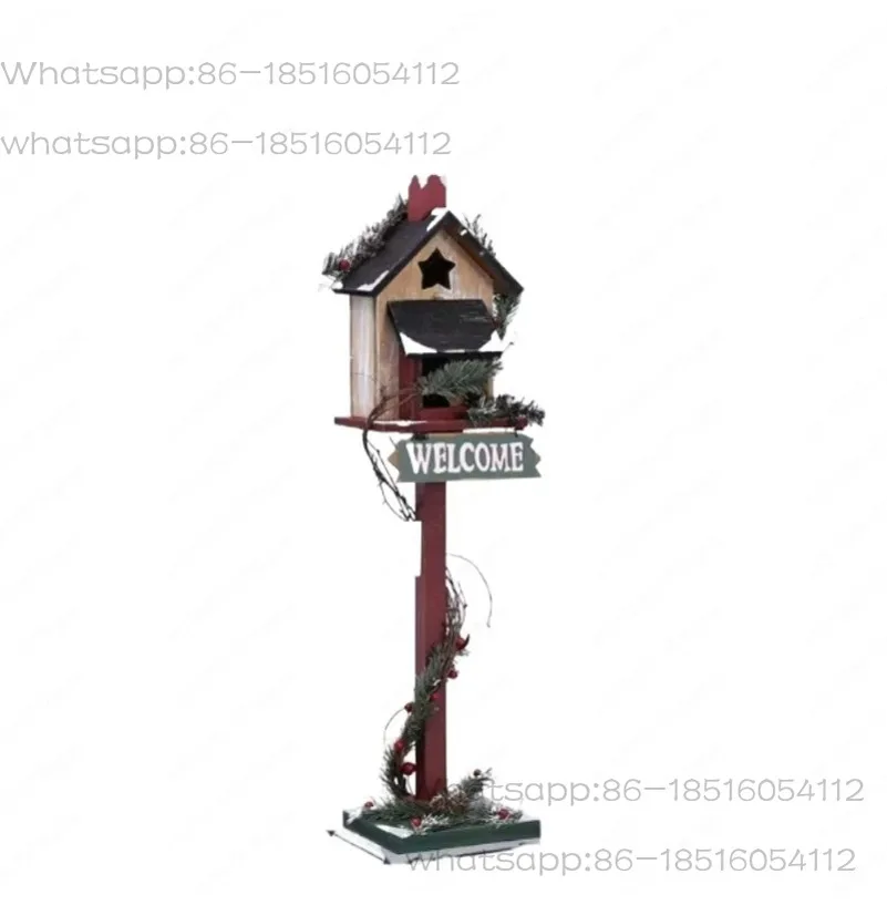 

Cottage Mailbox Christmas Decoration, Winter Wonderland Rustic Wooden Tabletop Centerpiece