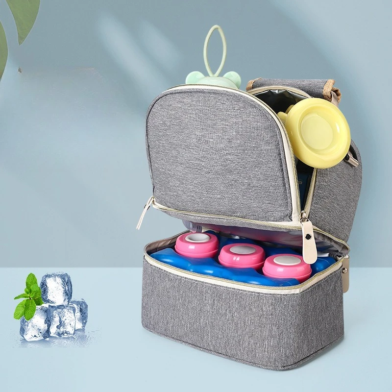 حقيبة حليب الثدي بطبقة مزدوجة INS كاجوال عصرية معزولة لتخزين الرضاعة الطبيعية حقيبة سفر محمولة للاستخدام الخارجي للأمهات #2