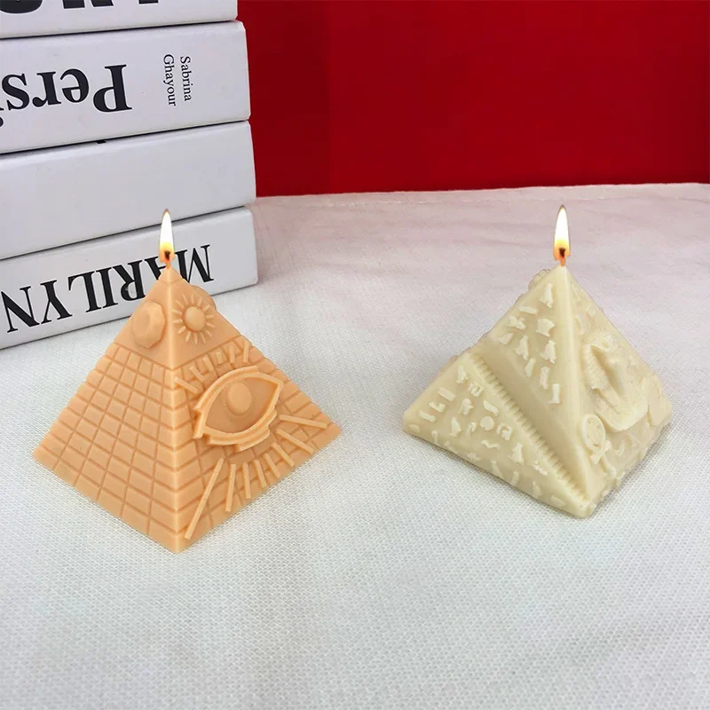 3D Egyptian Pyramid Silicone Candle Molds Handmade Pyramid Crafts Resin Gypsum Concrete Mud Mold Home Decoration Festival Gift