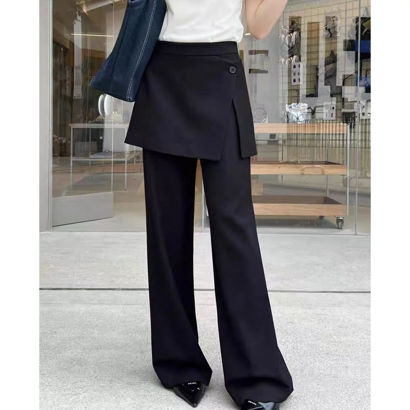 South Oil 2026 Early Autumn New European Style Wide Leg Pants Women's Suiting Fabric Curtain Blouse Japanese Style Top