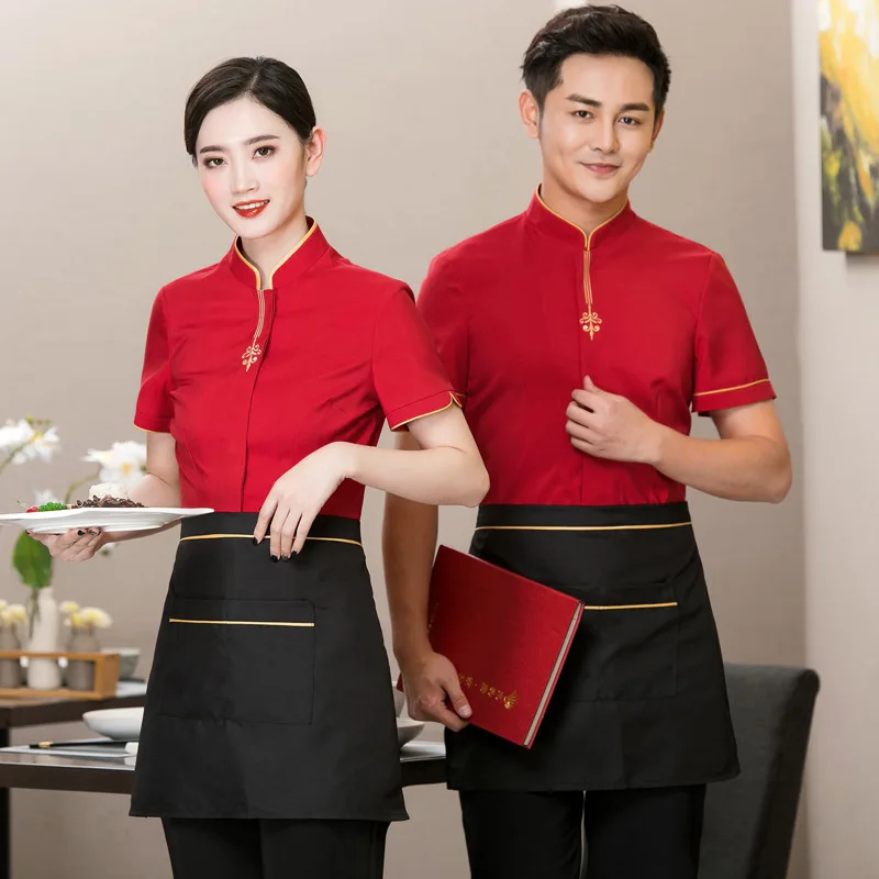 Hotel Lobby Attendant Work Uniform Short Sleeve Hotel Women Summer Outfit Catering Restaurant Tea House Hot Pot Restaurant Unifo
