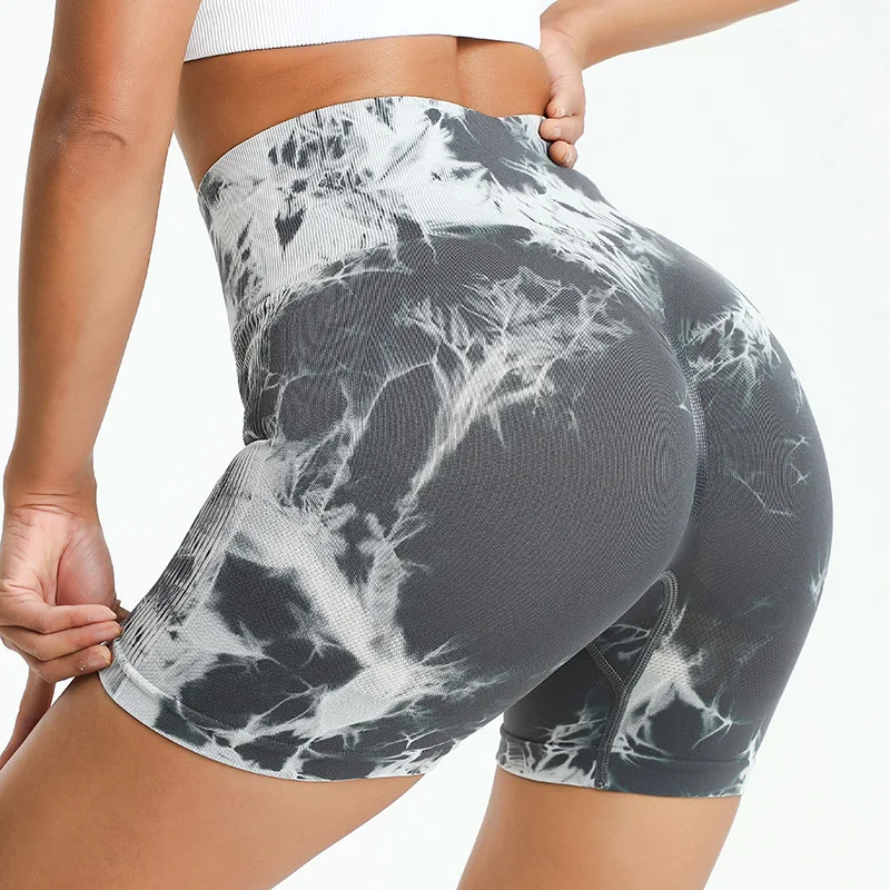 Tie Dye Women Athleisure Shorts Seamless High Waist Hip Lift Sexy Yoga Pants Walking Cycling Push Ups Leggings