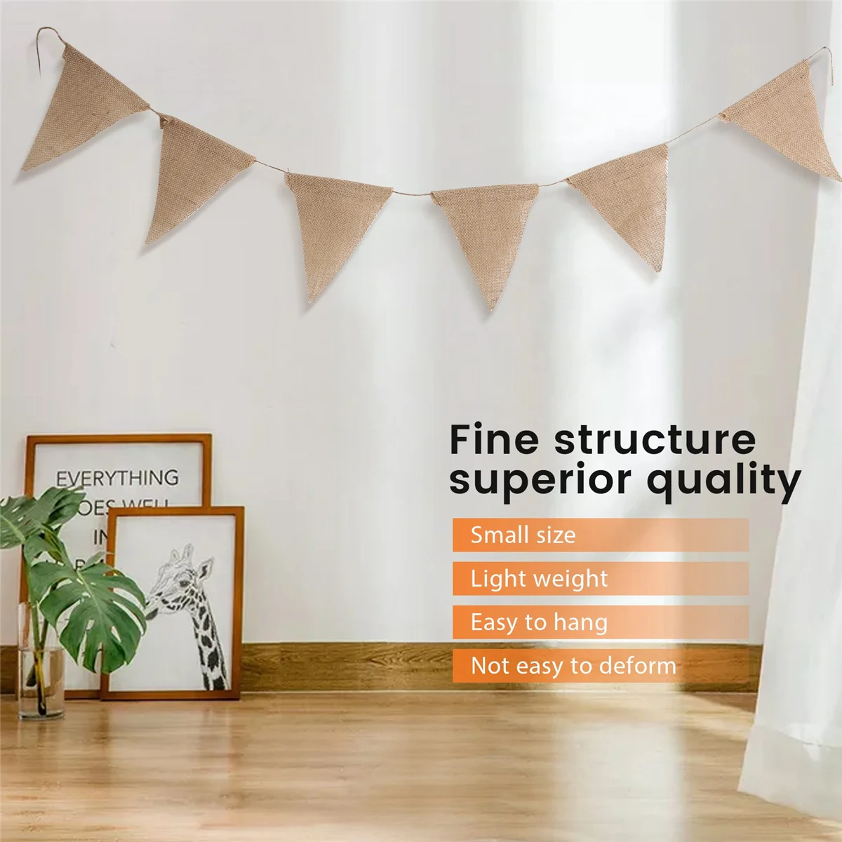 X11AA 3.7M Rustic Jute Hessian Burlap Lace Bunting Shabby Chic Wedding Banner