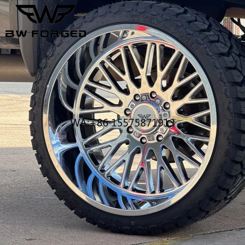 

Forged Alloy Super Single Truck Wheels 26x16 26x14 24x14 24x12 Deep Dish Polished Heavy Duty Offroad Rims