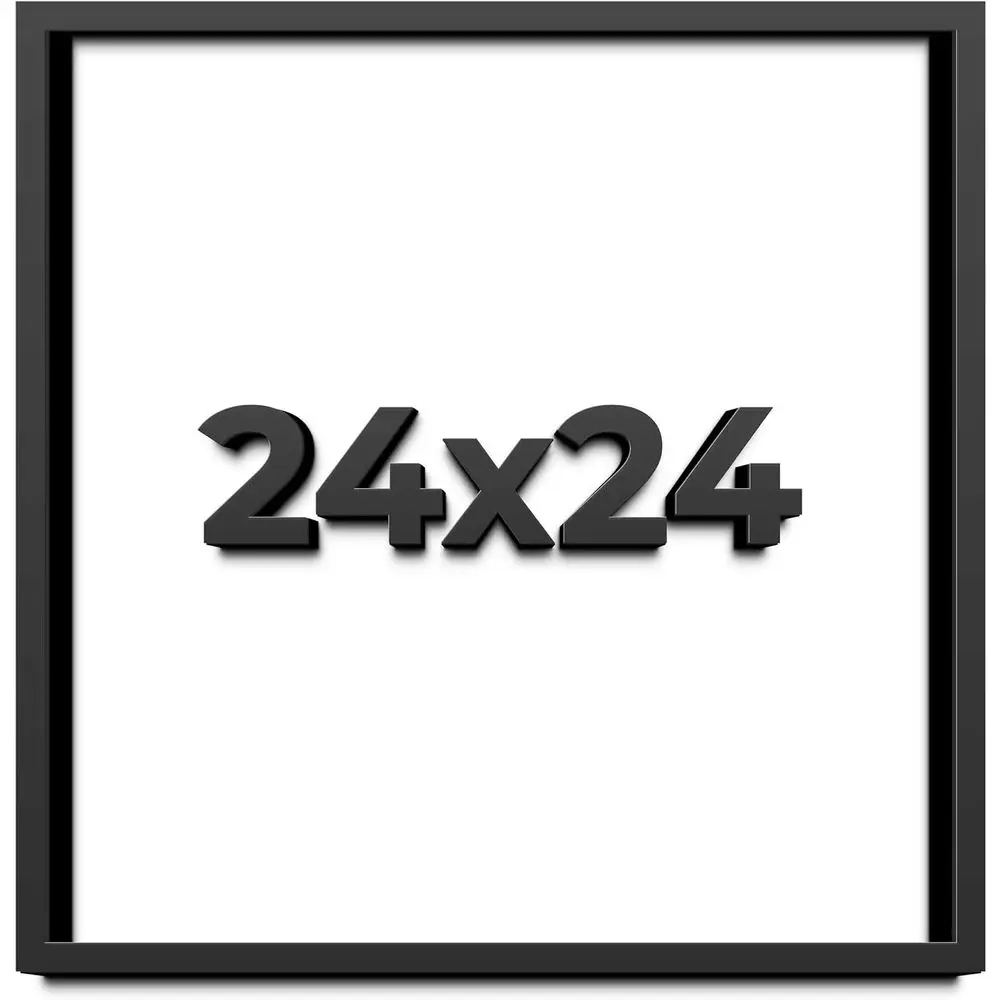 

24x24 Black Solid Wood Box, 1 Inch Deep, UV Resistant Acrylic, Acid-Free Backing, Hanging Hardware