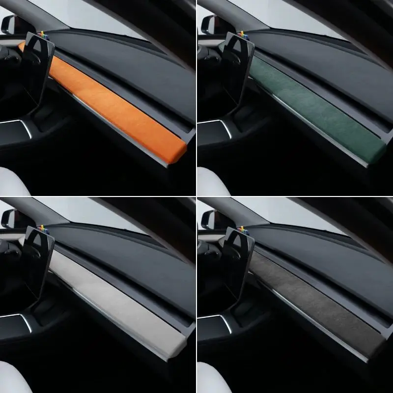 Für Tesla Model 3 Y Zentrale Steuerung Instrumententafel Türverkleidung Dekorative Leiste Modifikation, Wildleder-Innenausstattung – Detail 1