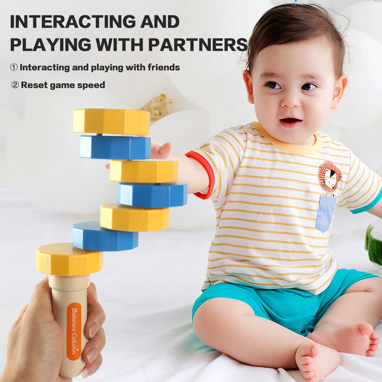 

Magnetic Balance Spin Pillar Toy Educational Coordination Game Swinging Sticks Interactive Toys Gift for 1 2 3 Year Toddlers