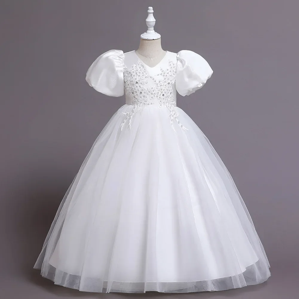 Flower Girl Dress Christmas Kids Princess Girls Lace Bridesmaid Party Wedding Children Clothing 8 12 14 Years