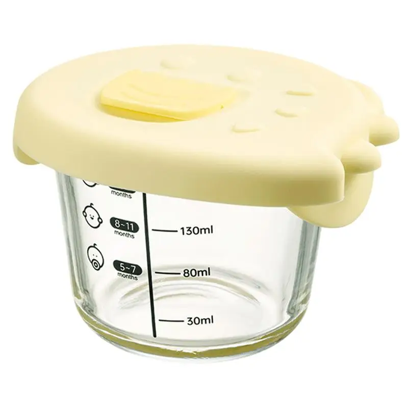 Glass Lunch Container With Lid 230ml Cartoon Dinosaur Design Freezer Storage Containers Small Glass Food Bowls With Silicone