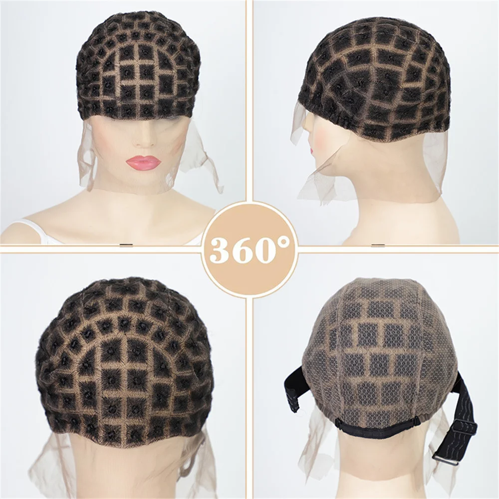 European and American women's Wig headgear Hand woven full lace crochet hair net hat dirty braid wig full head cover