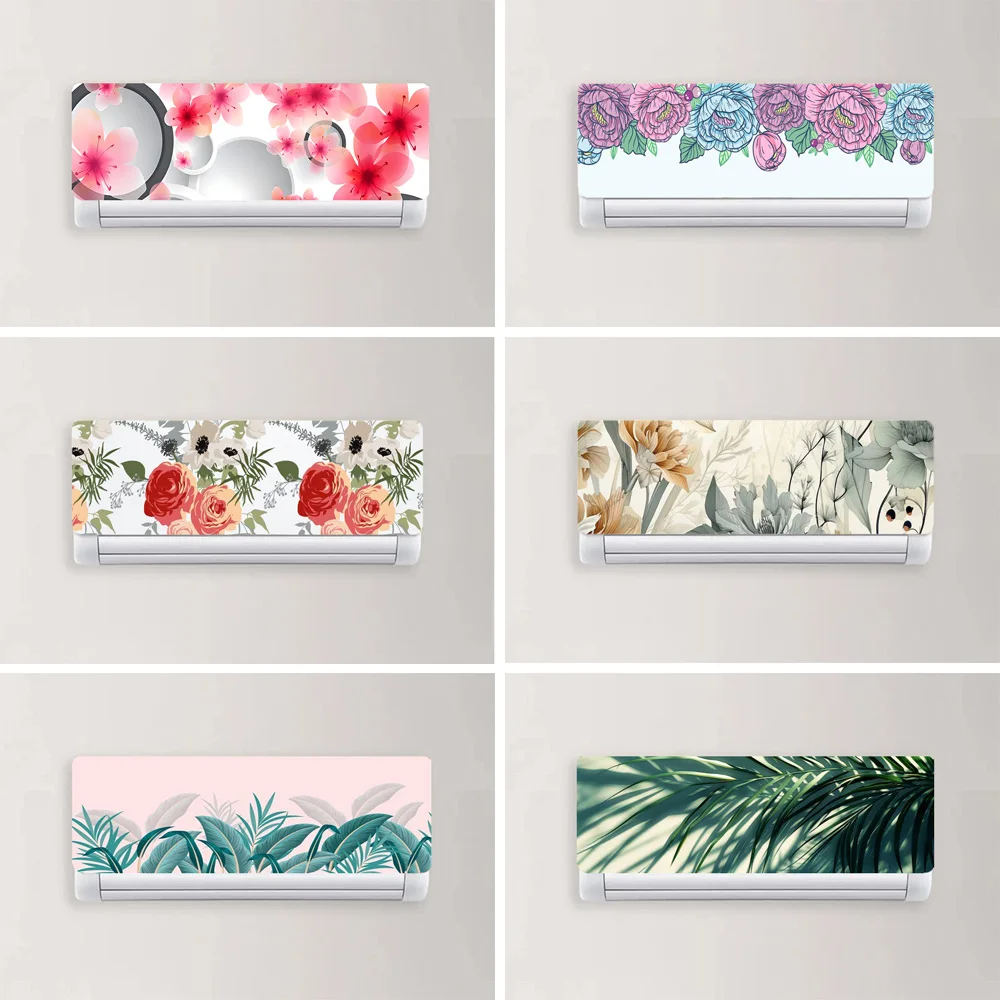 Elegant Floral Home Air Conditioner Decoration Stickers Vinyl Waterproof Self-adhesive Painting Home Decoration Wall Sticker