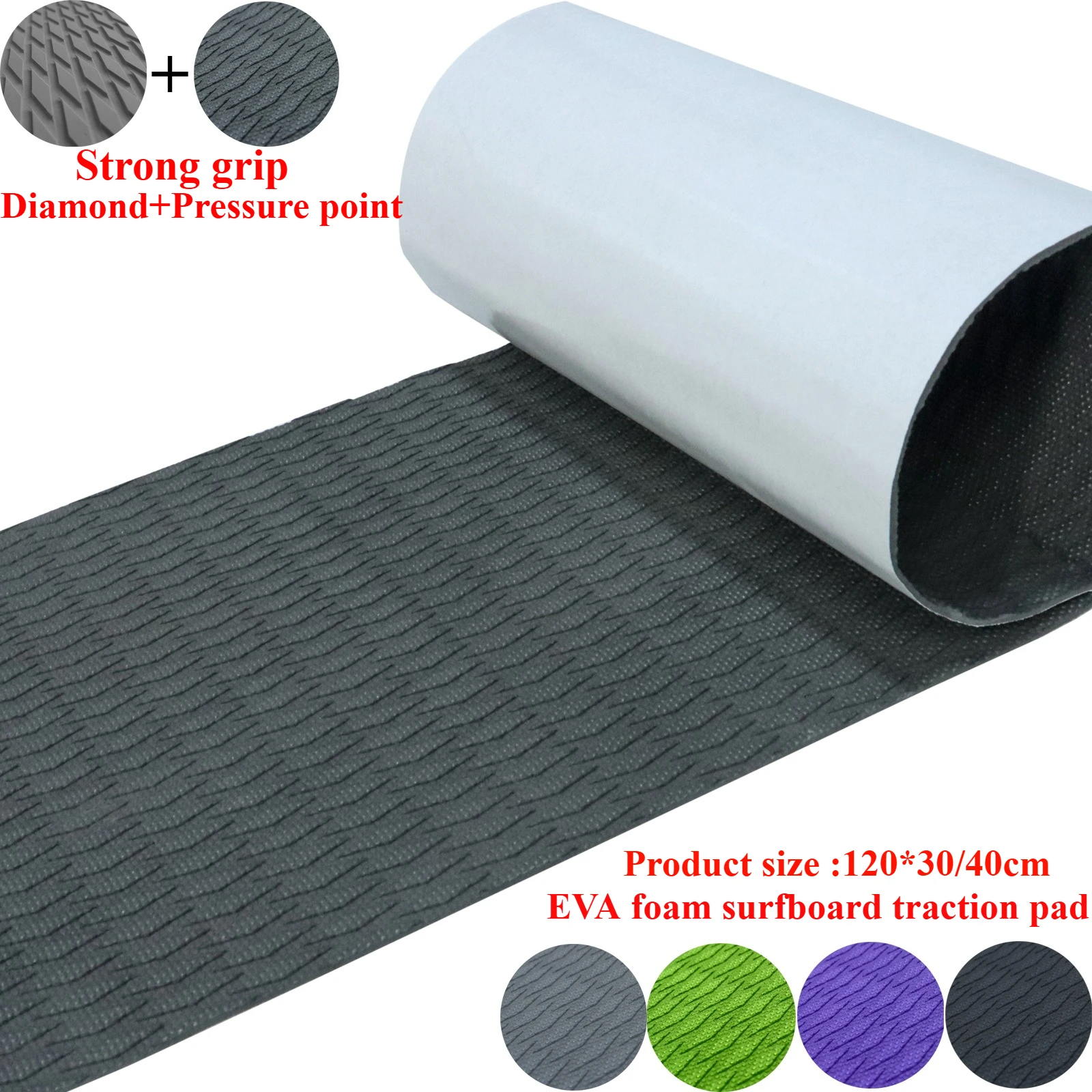 

120x30cm EVA Foam Pressure Point Diamond Surfboard Traction Pad Non-Slip Self Adhesive Deck Grip Tail Pad Surf SUP Paddleboard