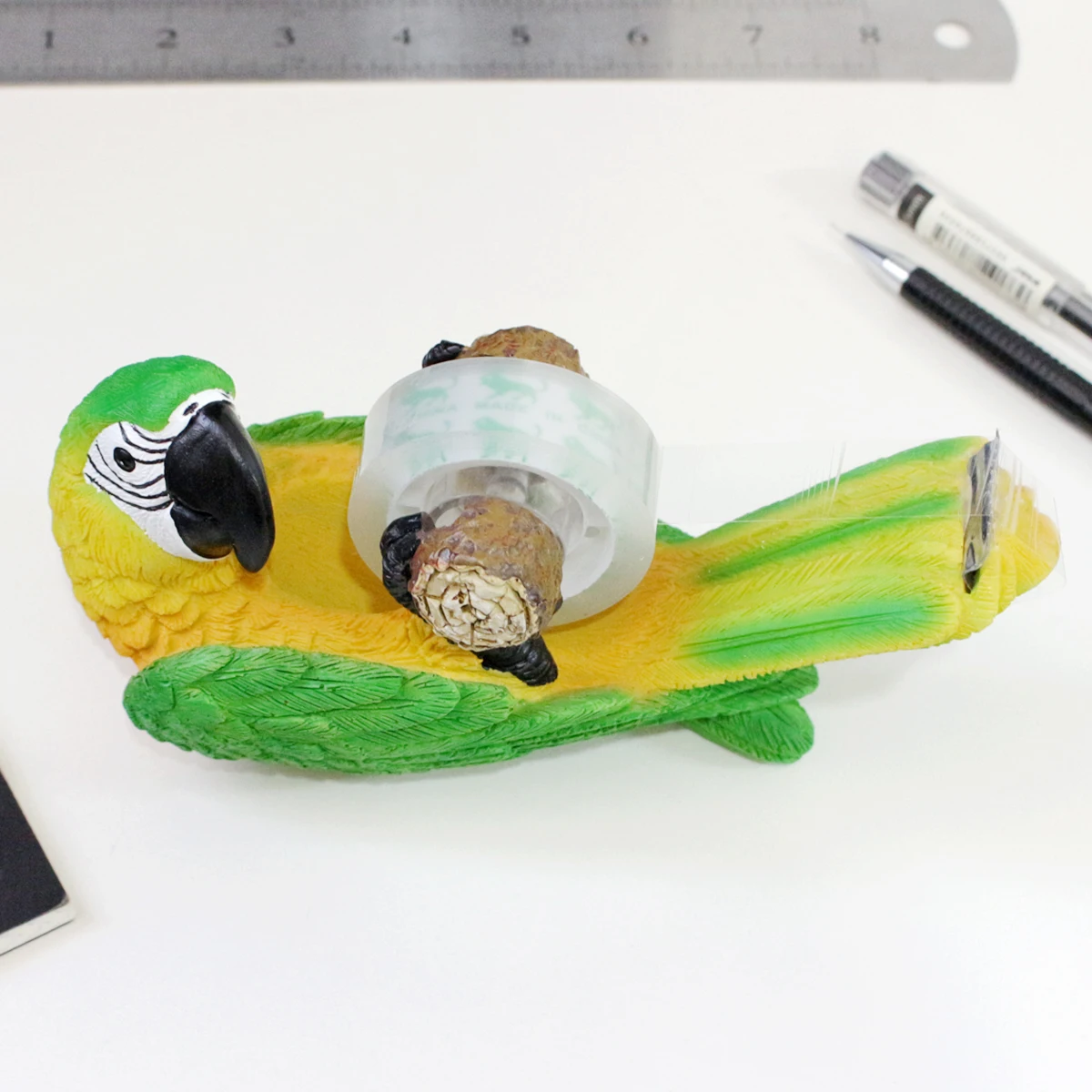 1-delige Set Van Papegaaitape Basis Hars Handwerk, Kantoortape Snijbasis, Kleurrijke Diervormige Tape Basis, Schattige Papegaai Bureau Artwo