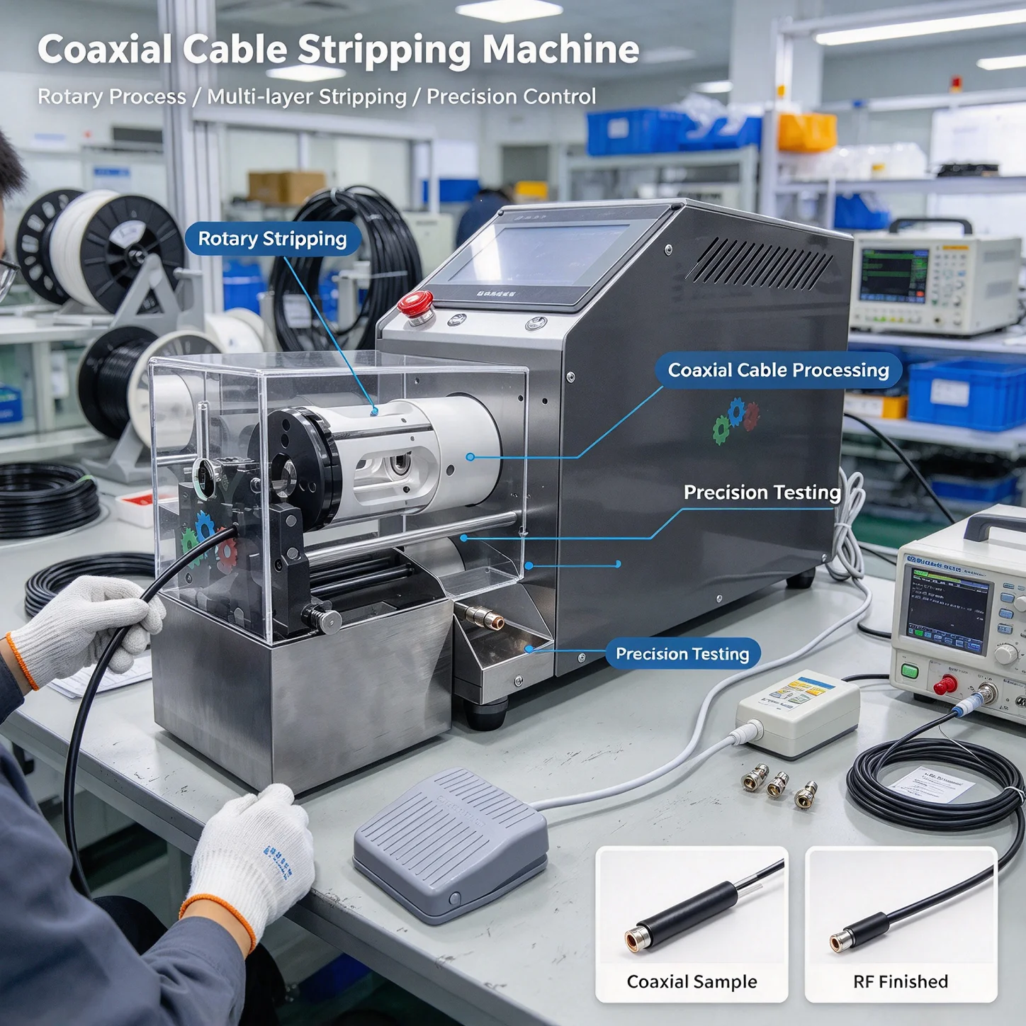 LY 4806/8023/11023/15030 Coaxial Wire Electrical Touch Screen Rotate Peeling Stripping Machine For New Energy Vehicle Wire