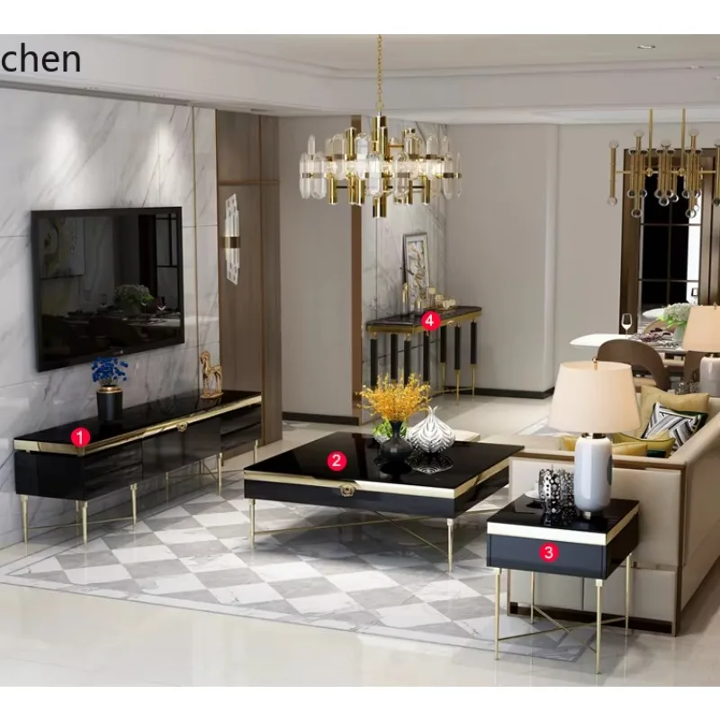 DSAmarble entrance table light luxury foyer simple stainless steel decorative cabinet furniture