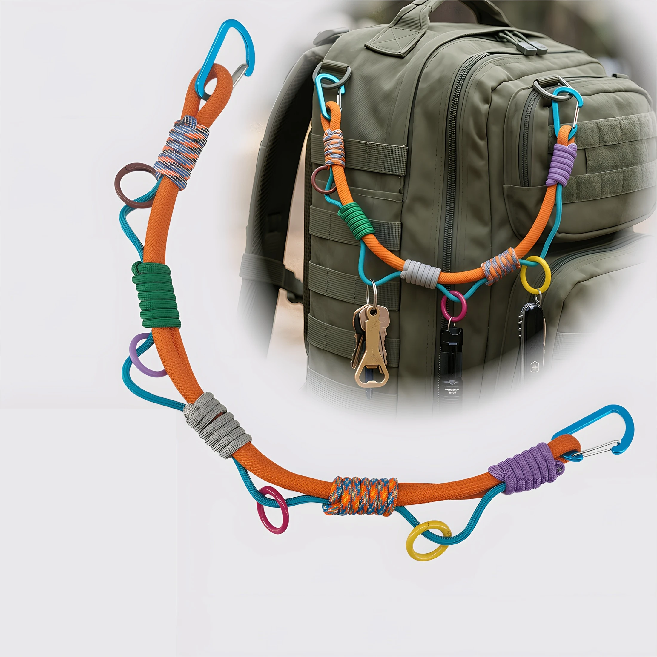 Multi-Functional Outdoor Webbing Buckle, Camping Tool Anti-Loss Lanyard, Backpack Accessory Pendant,Suitable for Outdoor Camping