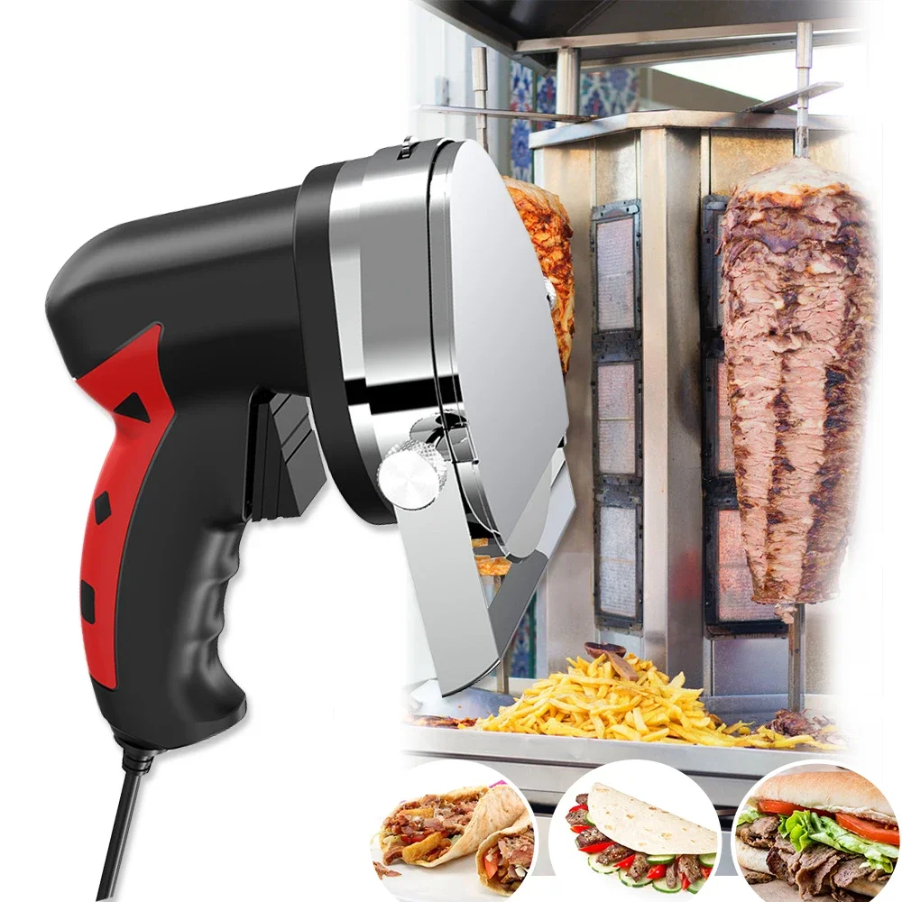 

Electric Meat-cutting MachineKebab Slicer Portable Hand-held Anti-slip Knife With Two Disassemble Blades Sliced Meat Gyros Cut