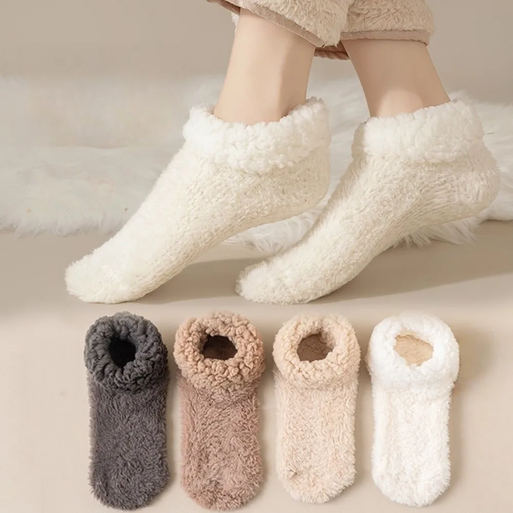 

Дышащие берберские флисовые носки для сна, мягкие сохраняющие тепло носки-тапочки, послеродовой уход, однотонные зимние чехлы для ног в помещении