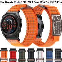 22mm 26mm Watchband For Garmin Fenix 8, Fenix 7 7X Pro, Fenix 6 6X Pro, Fenix 5 5X Plus, Epix 2 QuickFit Nylon Strap Bracelet