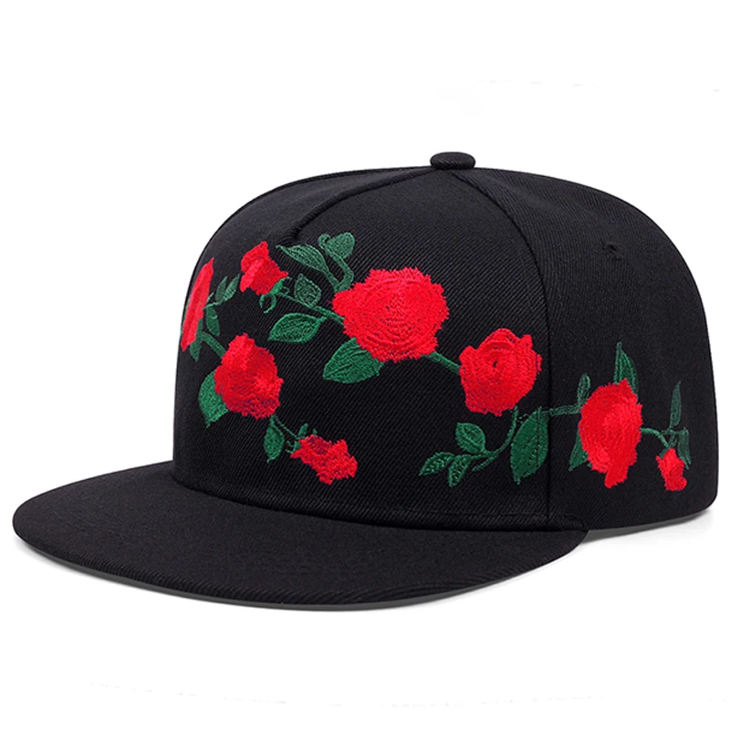 Fashion Fastball Rose Embroidery Hip Hop Baseball Cap Snapback Hat Adult Outdoor Casual Sun Bone Gorras Hats