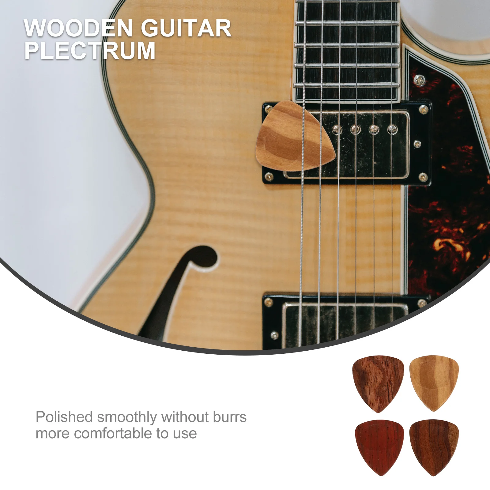 

Wooden Guitar Professional Folk Electric Plectrums Natural Wood Clear Sound Portable Compact Design for Bass